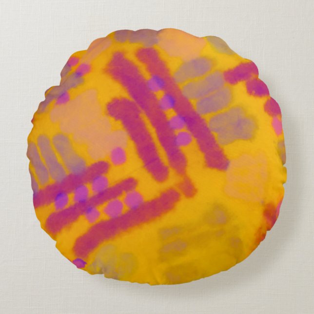 Abstracte creatieve tekening. Rechternajaar kleur  Rond Kussen (Voorkant)