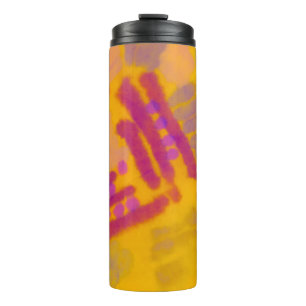 Abstracte creatieve tekening. Rechternajaar kleur Thermosbeker