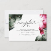 Abstracte Crimson en Sage Green Reception Kaart (Voorkant)