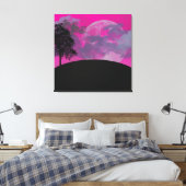 Abstracte Crimson Moon Wrapped Canvas Print (Insitu (Slaapkamer))