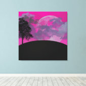 Abstracte Crimson Moon Wrapped Canvas Print (Insitu (Houten vloer))
