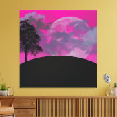 Abstracte Crimson Moon Wrapped Canvas Print (Insitu (Woonkamer))