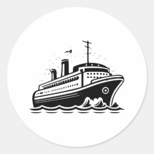 Abstracte cruise: een minimalistische aanpak ronde sticker
