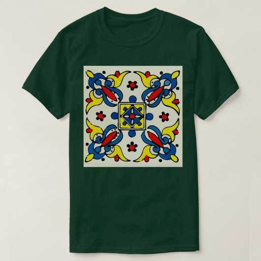 Abstracte cruz mexicaanse moderne talavera tegelwa t-shirt (Design voorkant)