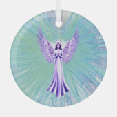 Abstracte Crystal Healing Angel | Paarse en aqua Glas Ornament (Voorkant)