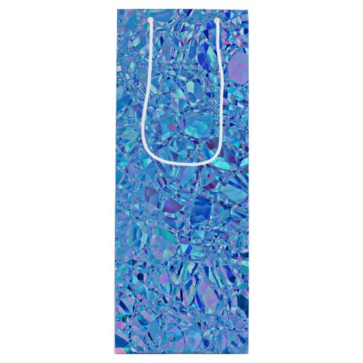 Abstracte Crystal Turquoise en Blue Wijn Cadeautas (Voorkant)