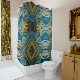 Abstracte Cubistische Geïnspireerde Art Deco 9 Douchegordijn