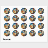 Abstracte Cubistische Vrouw Kunst Ronde Sticker (Vel)