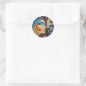 Abstracte Cubistische Vrouw Kunst Ronde Sticker (Tas)