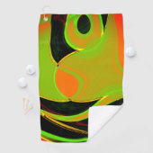 Abstracte curven in kalkgroen met oranje bad golfhanddoek (Insitu)