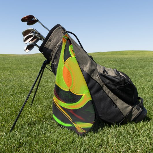 Abstracte curven in kalkgroen met oranje bad golfhanddoek (Groen)