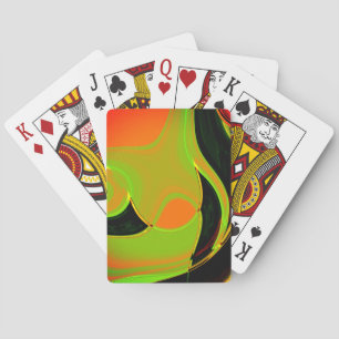 Abstracte curven in kalkgroen met oranje bad pokerkaarten