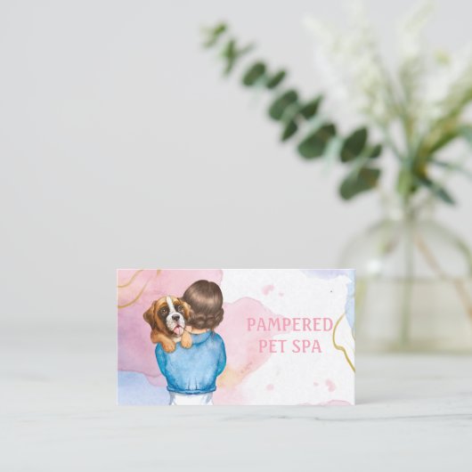 Abstracte Cute Dog op het Visitekaartje Pet Groome (Staand voorkant)