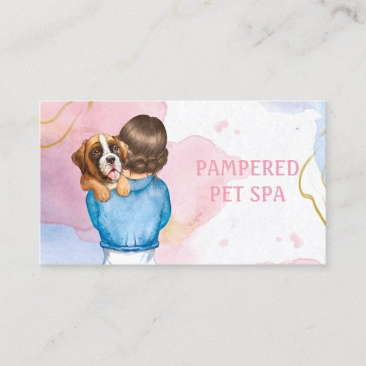 Abstracte Cute Dog op het Visitekaartje Pet Groome (Voorkant)
