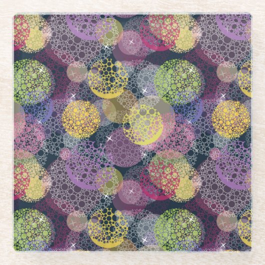 Abstracte Cute Polka Dot Circle Glazen Onderzetter (Voorkant)