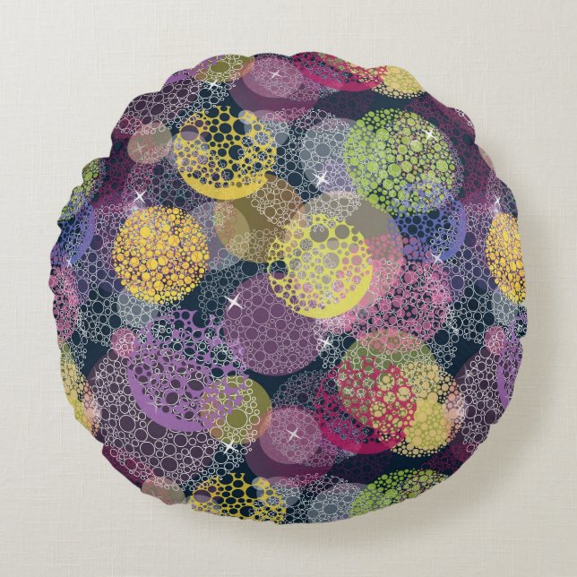 Abstracte Cute Polka Dot Circle Rond Kussen (Voorkant)