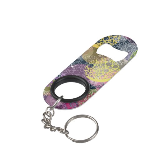Abstracte Cute Polka Dot Circle Sleutelhanger Flessenopener (Achterkant Gekanteld)