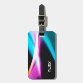 Abstracte cyaan, magenta en zwarte dynamische iPho Bagagelabel (Voorkant verticaal)