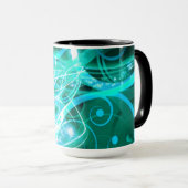 Abstracte cyaan mok (Voorkant rechts)