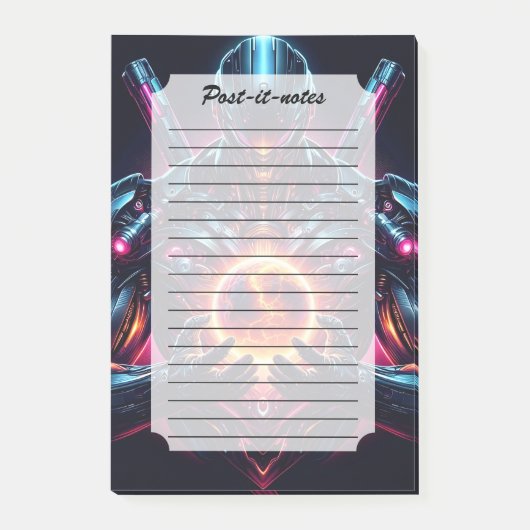 Abstracte Cyber Kosmische Beschermer Futuristische Post-it® Notes (Voorkant)