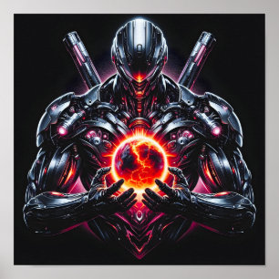 Abstracte Cyber Kosmische Beschermer Futuristische Poster