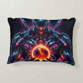 Abstracte Cyber Kosmische Bewaker Futuristische Ro Accent Kussen (Achterkant)
