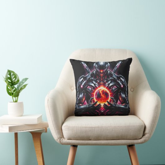 Abstracte Cyber Kosmische Bewaker Futuristische Ro Kussen (Stoel)