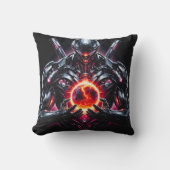 Abstracte Cyber Kosmische Bewaker Futuristische Ro Kussen (Voorkant)