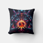 Abstracte Cyber Kosmische Bewaker Futuristische Ro Kussen (Voorkant)