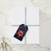 Abstracte Cyber Kosmische Gardiaan Futuristische R Cadeaulabel (Met Touw)