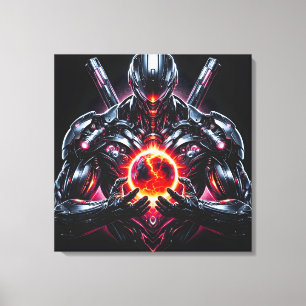 Abstracte Cyber Kosmische Gardiaan Futuristische R Canvas Afdruk