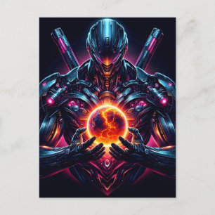 Abstracte Cyber Kosmische Gardiaan Futuristische R Feestdagenkaart