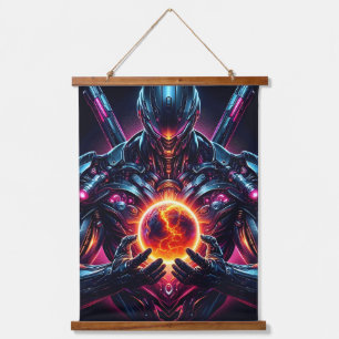 Abstracte Cyber Kosmische Gardiaan Futuristische R Hangend Wandkleed