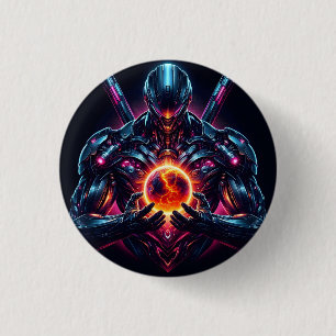 Abstracte Cyber Kosmische Guardian Futuristische R Ronde Button 3,2 Cm