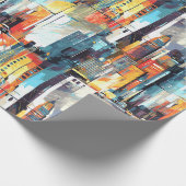 Abstracte cyberpunk stadsgezicht skyline (2) cadeaupapier (Hoek)