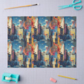 Abstracte cyberpunk stadsgezicht skyline (4) tissuepapier (Craft)