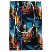 Abstracte cyberpunk stadslandschap skyline (3) medium cadeauzakje (Voorkant)