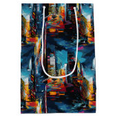Abstracte cyberpunk stadslandschap skyline (3) medium cadeauzakje (Achterkant)