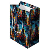 Abstracte cyberpunk stadslandschap skyline (3) medium cadeauzakje (Achterkant Gekanteld)