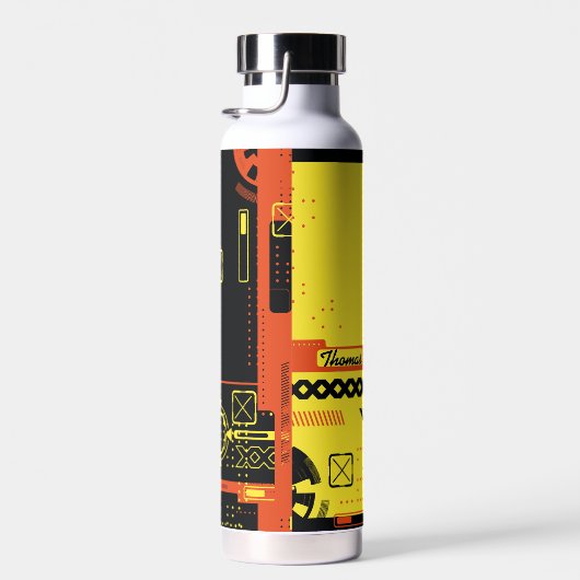 Abstracte cyberpunk stijlvolle achtergrond waterfles (Rechts)