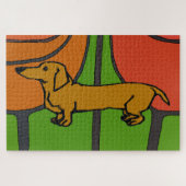 Abstracte Dachshund Jigzaag Puzzle Legpuzzel (Horizontaal)