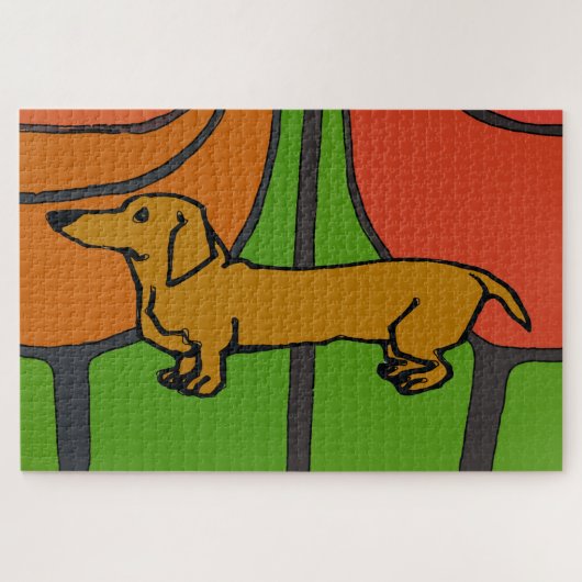 Abstracte Dachshund Jigzaag Puzzle Legpuzzel (Horizontaal)