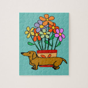 Abstracte Dachshund Jigzaag Puzzle Legpuzzel