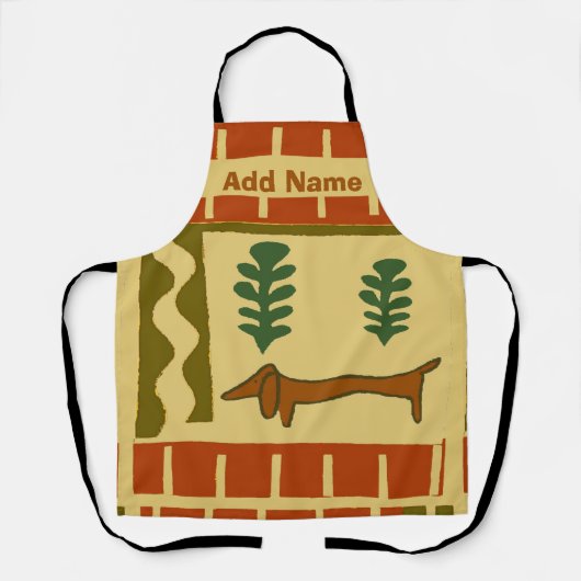Abstracte Dachshundvorm, voeg tekst toe, Schort (Voorkant)