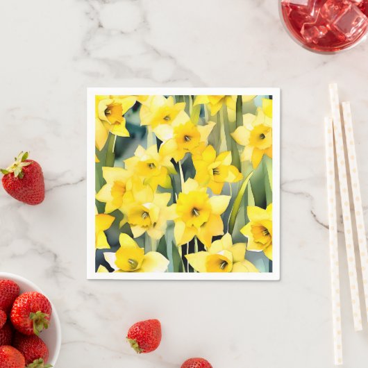 Abstracte Daffodil Waterverf Servet (Insitu)