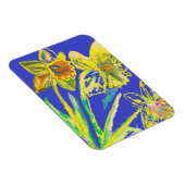 Abstracte Daffodil Yellow Blue Flowers Floral Art  Magneet (Rechterzijde)