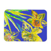 Abstracte Daffodil Yellow Blue Flowers Floral Art  Magneet (Horizontaal)