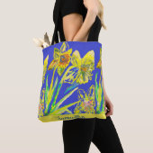 Abstracte Daffodil Yellow Blue Flowers Florence Ar Tote Bag (Dichtbij)