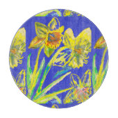 Abstracte Daffodil Yellow Blue Flowers Florence Snijplank (Voorkant)