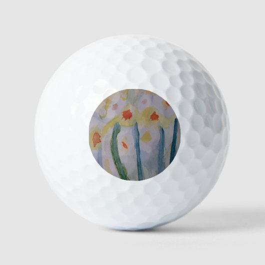 Abstracte Daffodils Golfballen (Voorkant)